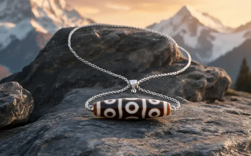 Antique Dzi Totem Necklace Sacred Symbol Lucky Courage Amulet Pendant for Daily Wear