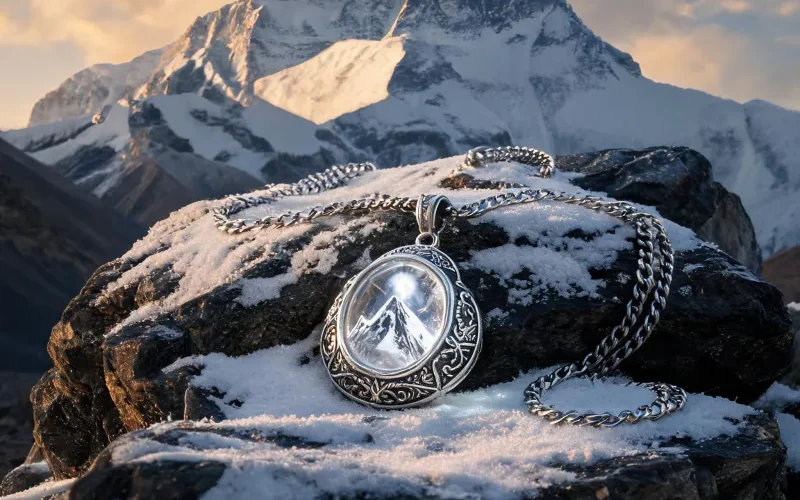 Chomolungma Cultural Heritage Talisman Pendant Craft Courage Luck Crystal Necklace