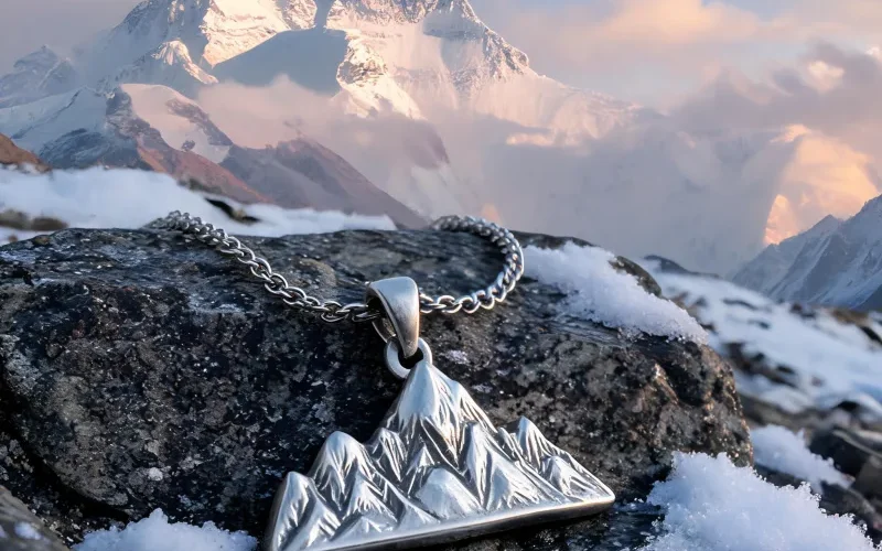 Everest Summit Spirit Courage Pendant Lucky Mountain Talisman Symbol Necklace Jewelry