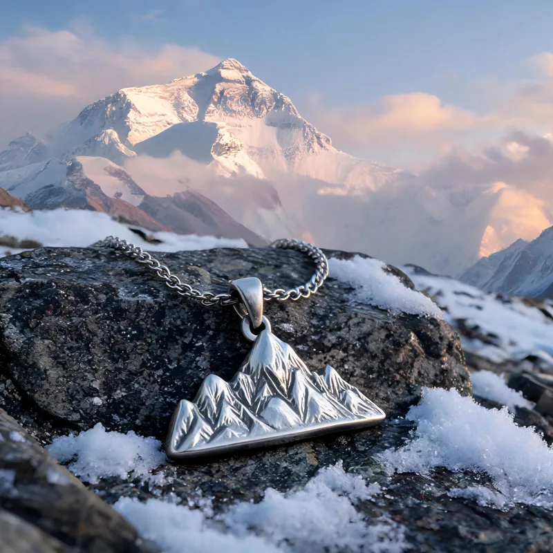 Everest Summit Spirit Courage Pendant Lucky Mountain Talisman Symbol Necklace Jewelry