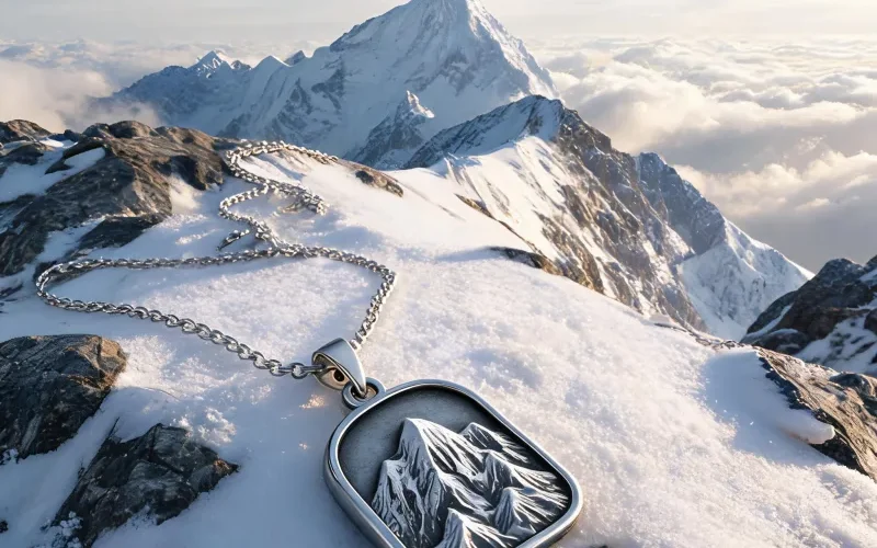 Minimalist Everest Courage Necklace Summit Spirit Lucky Himalayan Talisman Pendant