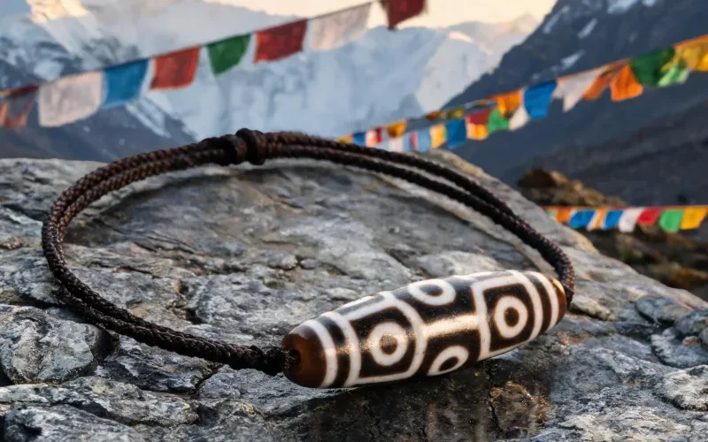 Authentic Tibetan Dzi Totem Lucky Necklace Sacred Symbol Courage Talisman Pendant