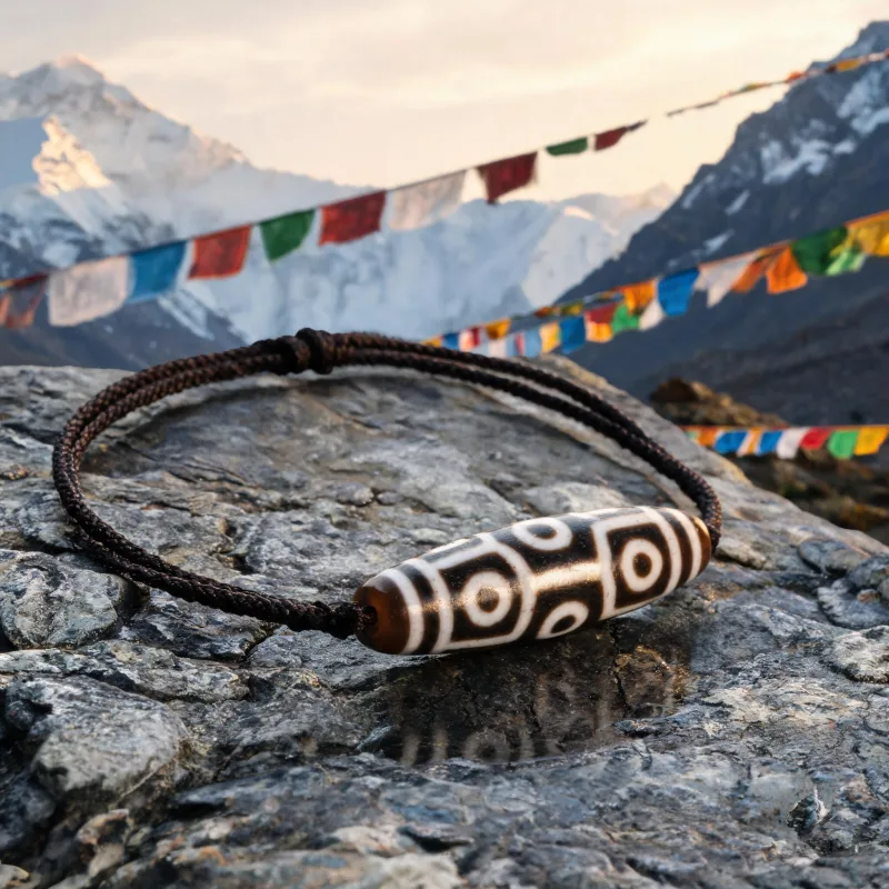 Authentic Tibetan Dzi Totem Lucky Necklace Sacred Symbol Courage Talisman Pendant