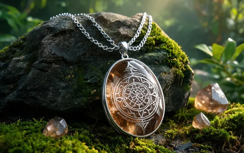 Energy Cleansing Earth Crystal Necklace Sacred Totem Luck Talisman Pendant