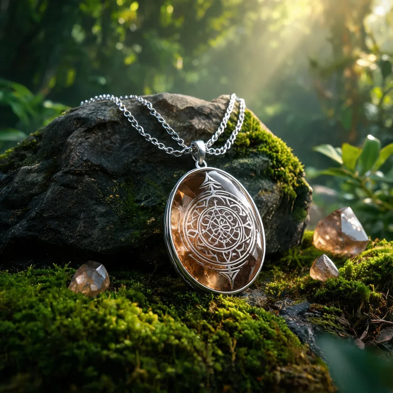 Energy Cleansing Earth Crystal Necklace Sacred Totem Luck Talisman Pendant