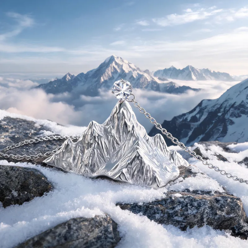 Everest Peak Courage Charm Necklace Summit Spirit Lucky Crystal Pendant Jewelry