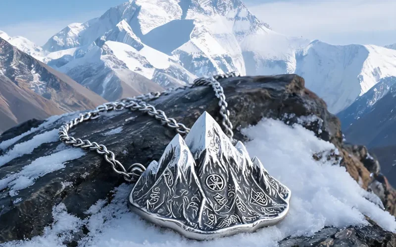 Everest Summit Courage Symbol Pendant Good Luck Himalayan Talisman Necklace
