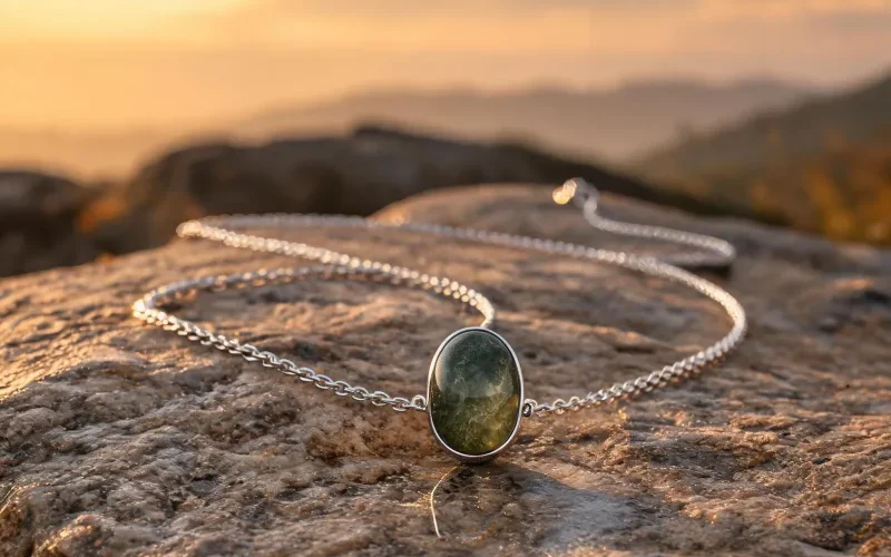 Grounding Earth Energy Stone Pendant Good Luck Symbol Necklace Spiritual Talisman