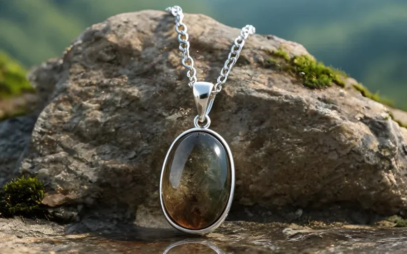Grounding Earth Energy Stone Pendant Good Luck Symbol Necklace Spiritual Talisman