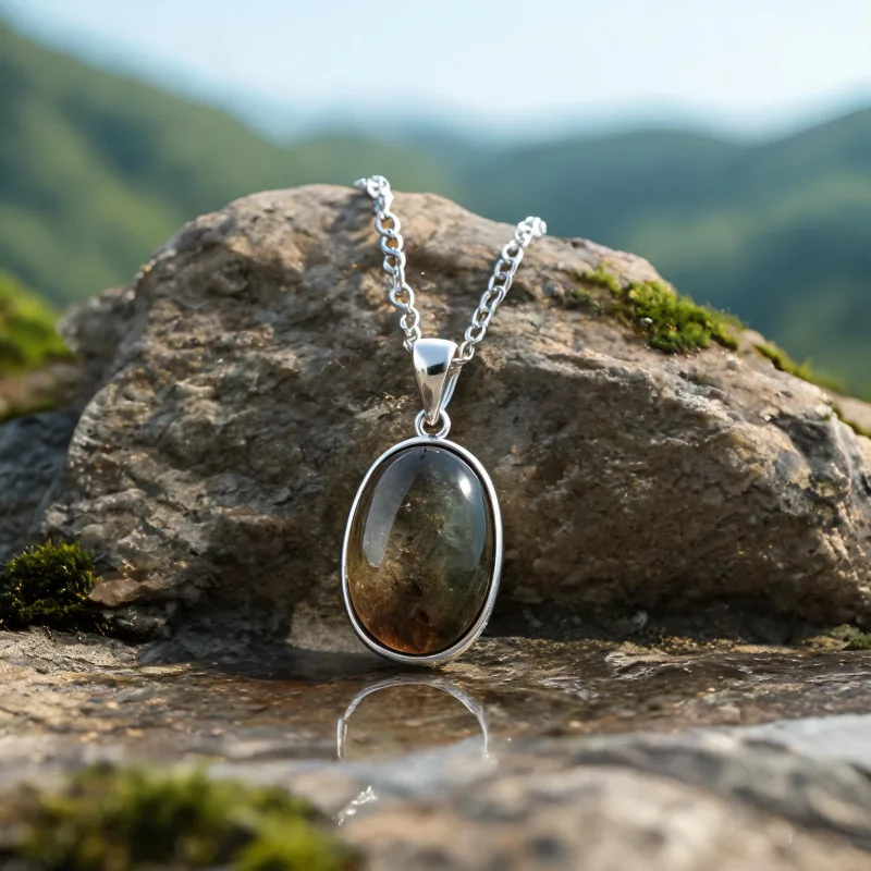Grounding Earth Energy Stone Pendant Good Luck Symbol Necklace Spiritual Talisman
