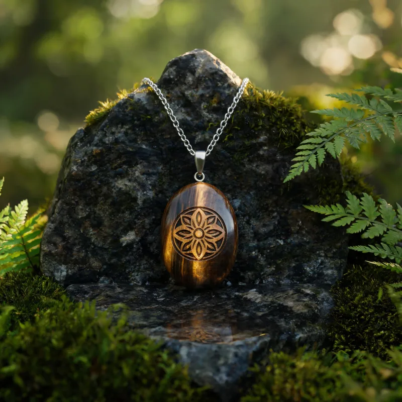 Grounding Earth Energy Stone Pendant Good Luck Symbol Necklace Spiritual Talisman