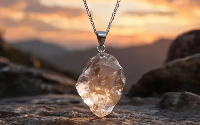 Grounding Raw Crystal Courage Pendant High Vibration Earth Energy Lucky Jewelry