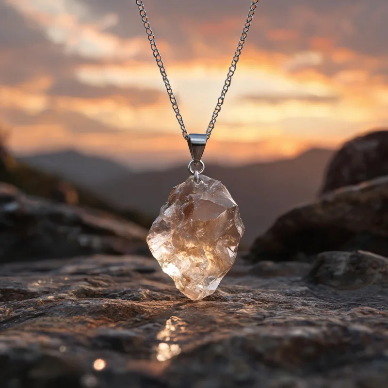 Grounding Raw Crystal Courage Pendant High Vibration Earth Energy Lucky Jewelry