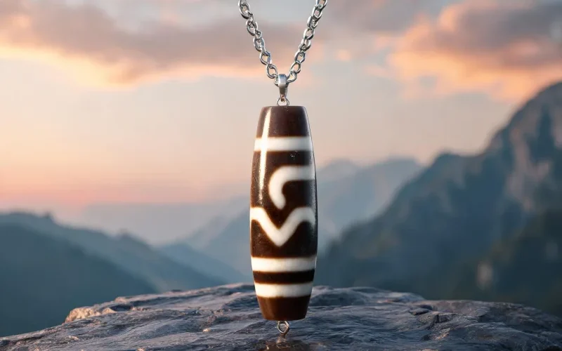 Evil Eye Protection Dzi Sacred Symbol Necklace Courage Totem Lucky Jewelry Pendant