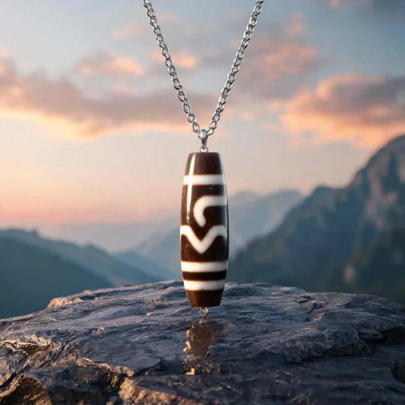 Evil Eye Protection Dzi Sacred Symbol Necklace Courage Totem Lucky Jewelry Pendant