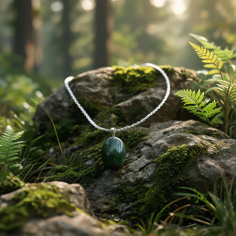 Hand Polished High-Vibration Gemstone Necklace Earth Energy Lucky Amulet Pendant