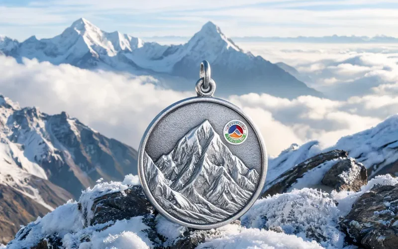 Mount Everest Peak Courage Charm Necklace Positive Energy Good Luck Crystal Pendant