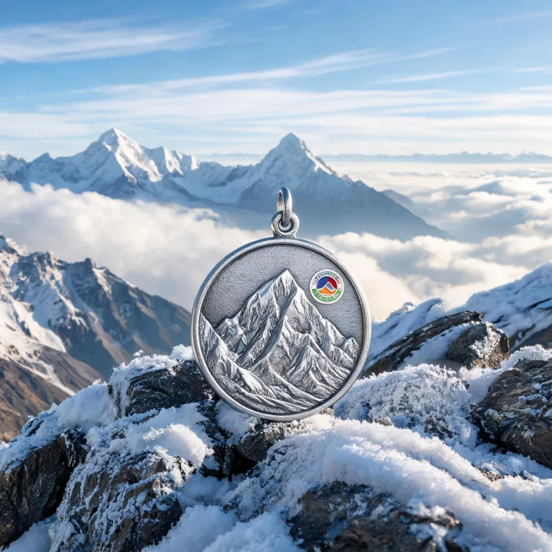 Mount Everest Peak Courage Charm Necklace Positive Energy Good Luck Crystal Pendant