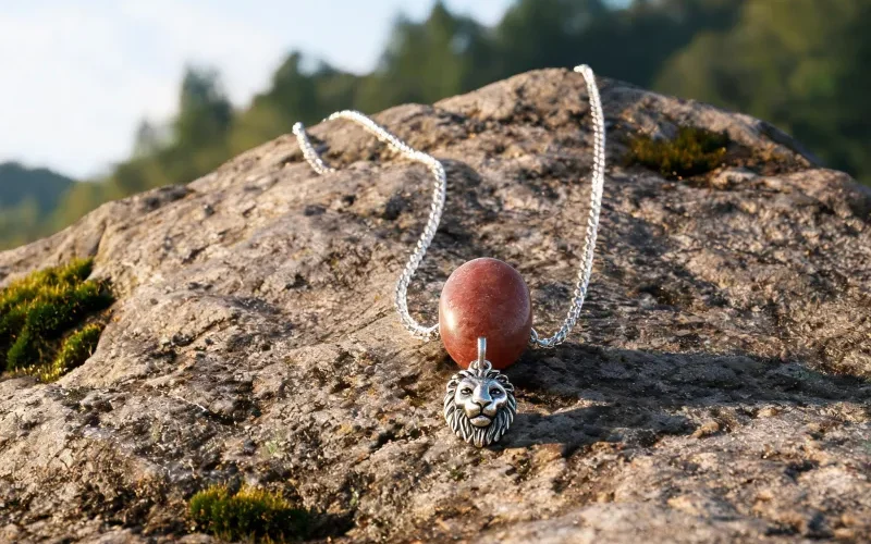 High Vibration Grounding Stone Courage Charm Necklace Earth Energy Luck Jewelry
