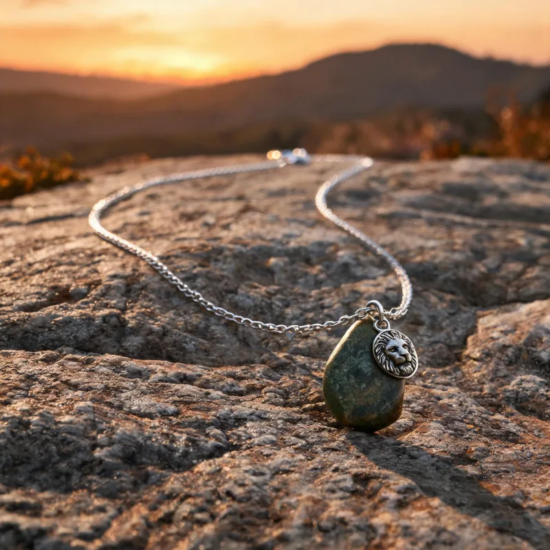 High Vibration Grounding Stone Courage Charm Necklace Earth Energy Luck Jewelry