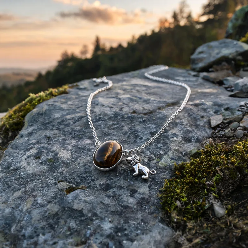 High Vibration Grounding Stone Courage Charm Necklace Earth Energy Luck Jewelry