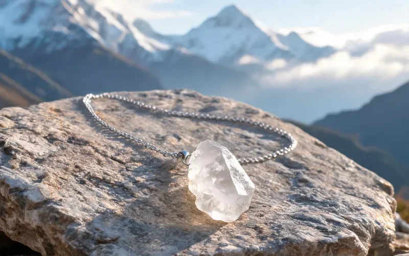 Himalayan Earth Energy Crystal Necklace Lucky Talisman Pendant for Positive Vibes
