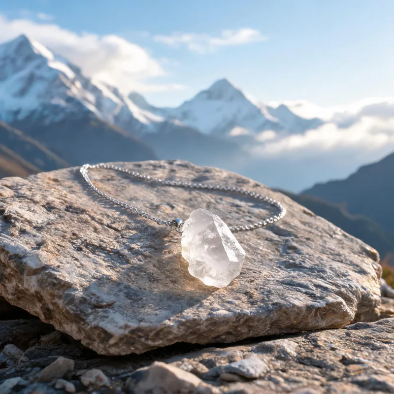 Himalayan Earth Energy Crystal Necklace Lucky Talisman Pendant for Positive Vibes