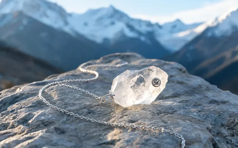 Himalayan Earth Energy Crystal Necklace Lucky Talisman Pendant for Positive Vibes