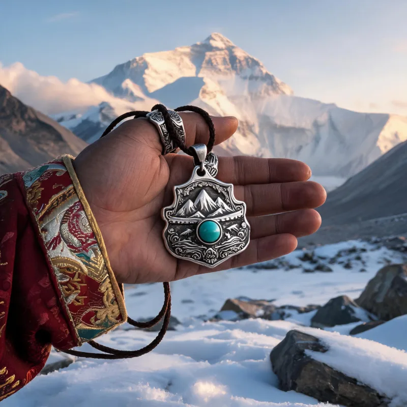 Local Tibetan Artisan Craft Courage Pendant Chomolungma Cultural Heritage Talisman