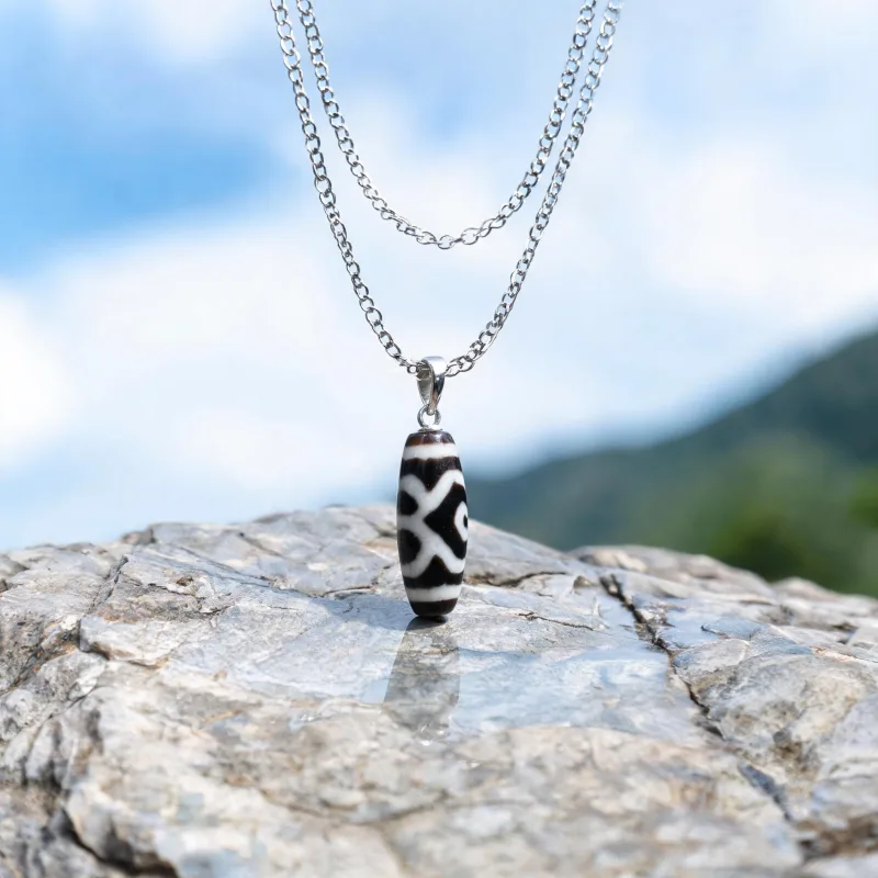 Prosperity Dzi Totem Necklace Good Luck Sacred Symbol Spiritual Talisman Pendant
