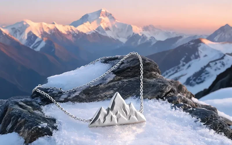 Everest Summit Courage Luck Charm Necklace Hand Carved Sacred Symbol Jewelry Pendant