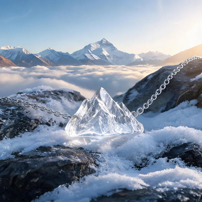 Everest Mountain Totem Necklace Courage Summit Spirit Good Luck Crystal Pendant Jewelry