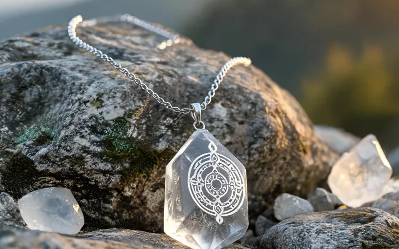 Natural Earth Energy Quartz Necklace Sacred Totem Courage Luck Talisman Pendant