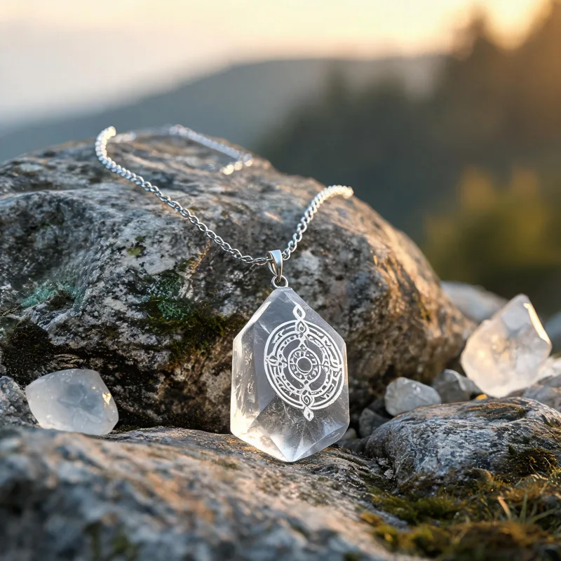 Natural Earth Energy Quartz Necklace Sacred Totem Courage Luck Talisman Pendant