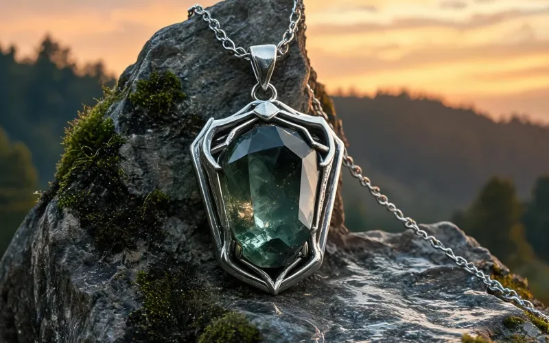 Natural High-Vibration Gemstone Luck Jewelry Earth Energy Protection Courage Pendant
