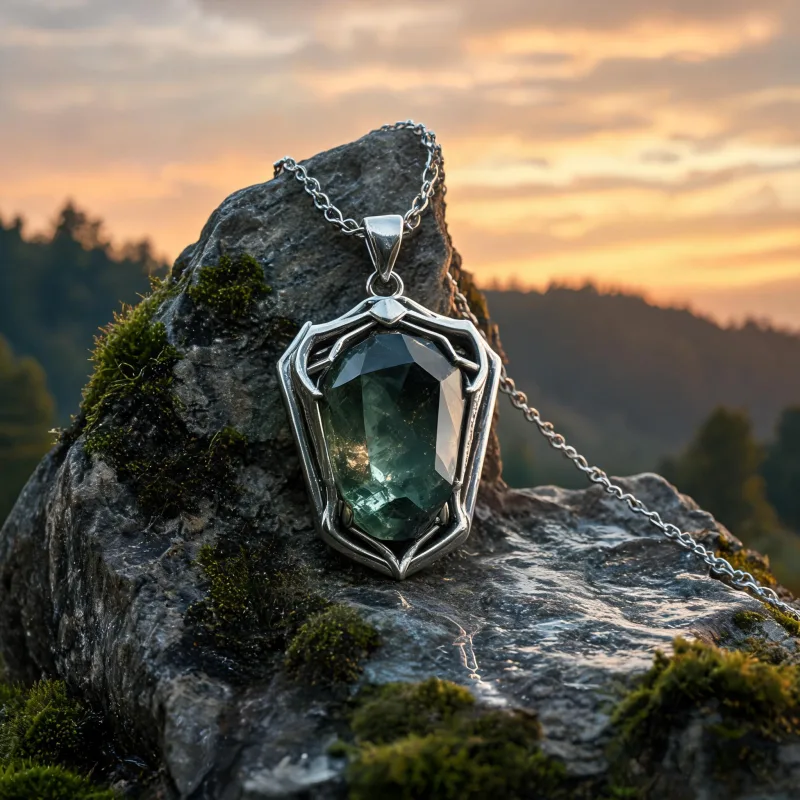 Natural High-Vibration Gemstone Luck Jewelry Earth Energy Protection Courage Pendant