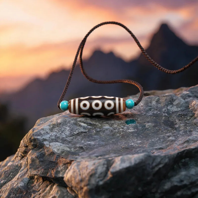 Powerful Dzi Totem Courage Necklace Sacred Symbol Lucky Crystal Pendant Jewelry