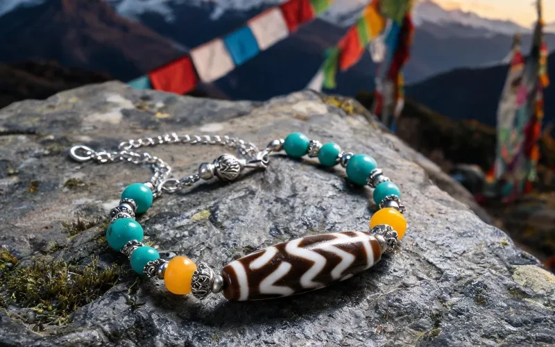Longevity Dzi Sacred Symbol Pendant Lucky Totem Courage Himalayan Necklace