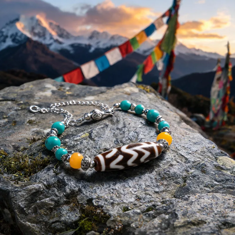 Longevity Dzi Sacred Symbol Pendant Lucky Totem Courage Himalayan Necklace