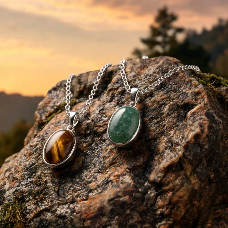 Premium High-Vibration Stone Jewelry Earth Energy Lucky Courage Pendant Necklaces