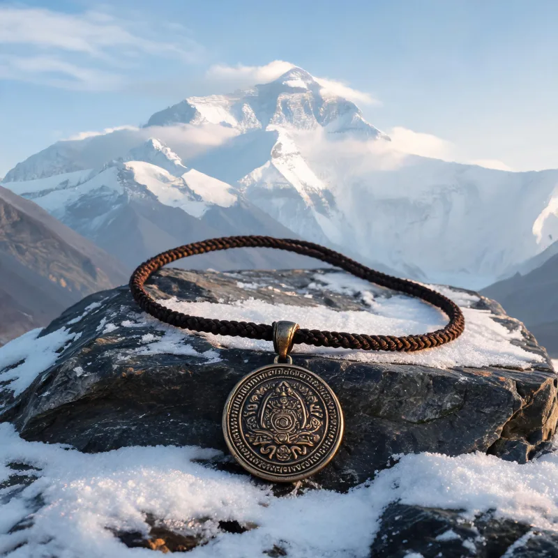 Pure Himalayan Chomolungma Heritage Talisman Necklace Craft Lucky Protection Pendant