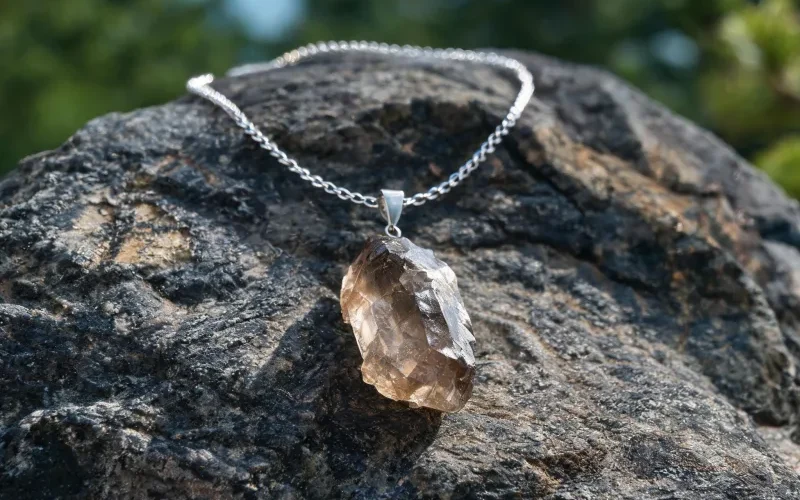 Raw Crystal Earth Energy Talisman Pendant Good Luck Symbol Spiritual Necklace