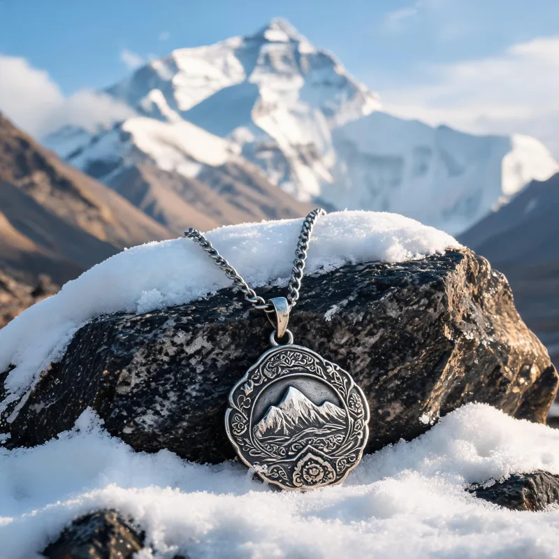 Sacred Mountain Chomolungma Craft Talisman Necklace Heritage Lucky Courage Symbol Pendant
