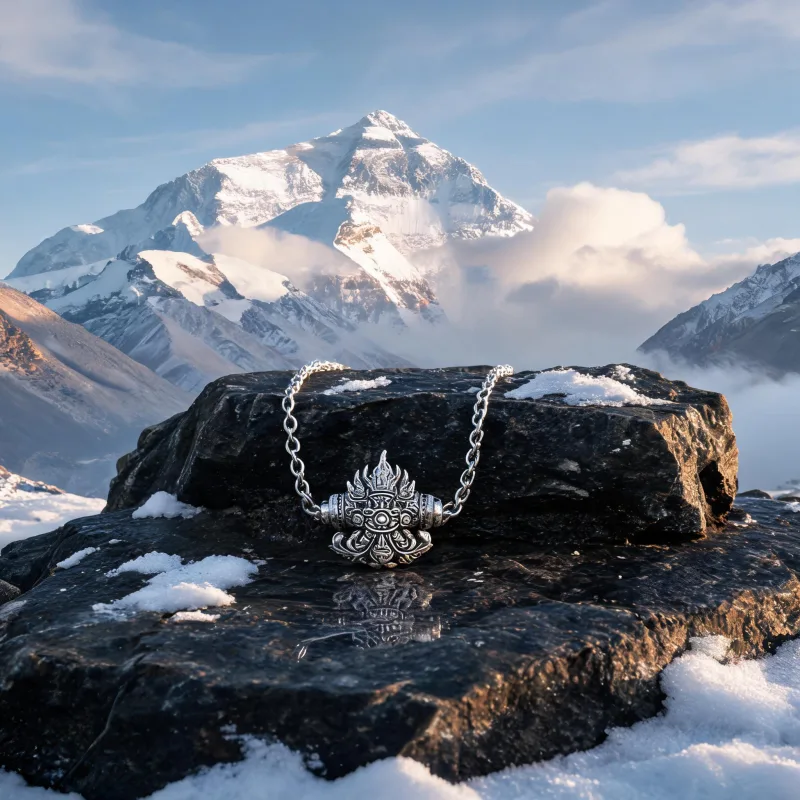 Tibetan Master Craft Chomolungma Luck Pendant Heritage Sacred Totem Courage Necklace