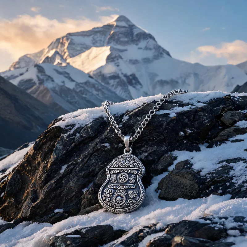 Traditional Chomolungma Craft Talisman Necklace Heritage Lucky Courage Symbol Pendant