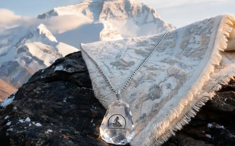 Traditional Himalayan Craft Talisman Chomolungma Heritage Good Luck Crystal Necklace