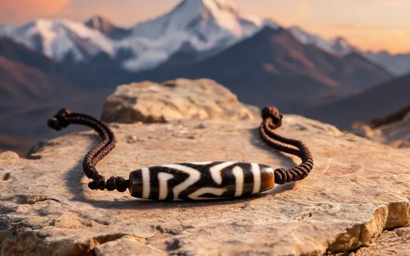 Wealth Luck Dzi Bead Pendant Sacred Totem Symbol Spiritual Talisman Necklace
