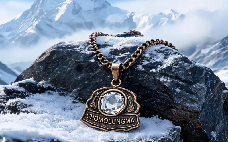 Antique Inspired Mountain Craft Pendant Chomolungma Heritage Courage Crystal Necklace
