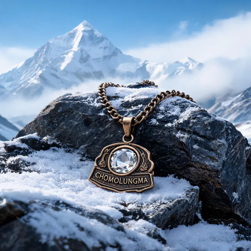 Antique Inspired Mountain Craft Pendant Chomolungma Heritage Courage Crystal Necklace