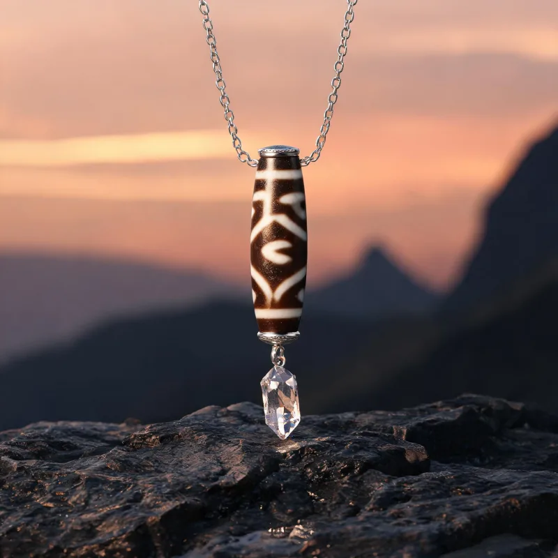 Bold Statement Dzi Totem Jewelry Sacred Symbol Positive Energy Luck Pendant Gift